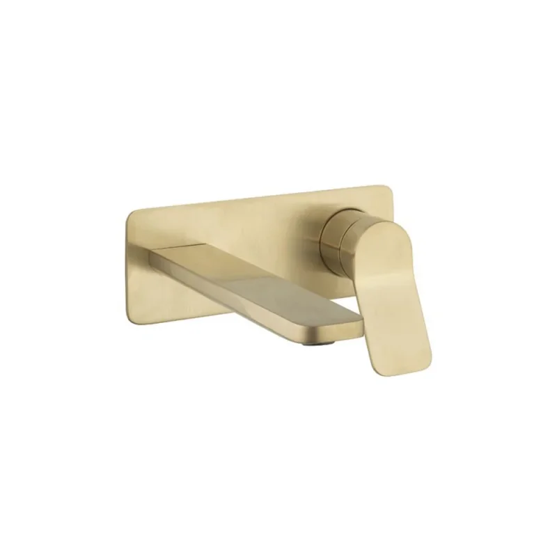 Crosswater Glide II Basin Set Single Plate Wall Mounted Brushed Brass product image - Image 2