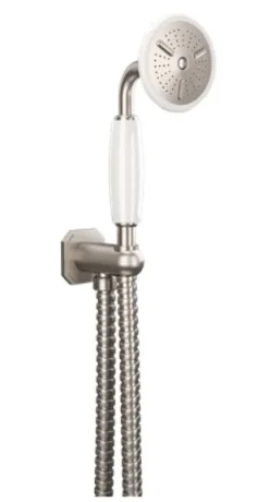 Crosswater Belgravia Handset, Wall Outlet and Hose Brushed Nickel detail view - Image 2