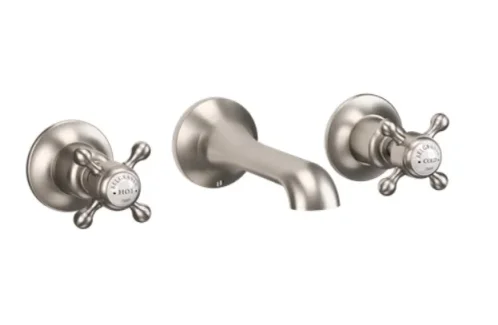 Crosswater Belgravia Crosshead 3 Hole Basin Set Brushed Nickel detail view - Image 3