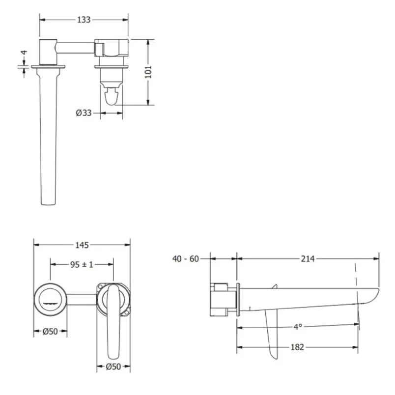 Crosswater Foile Basin 2 Hole Set Brushed Brass detail view - Image 2