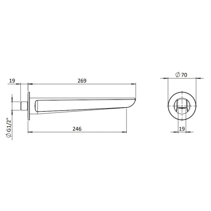 Crosswater Foile Bath Spout Chrome detail view - Image 2