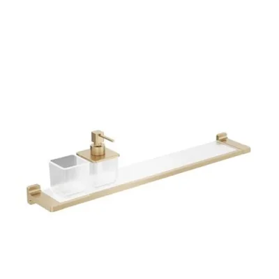 Crosswater Rotar Shelf 600mm Brushed Brass detail view - Image 2
