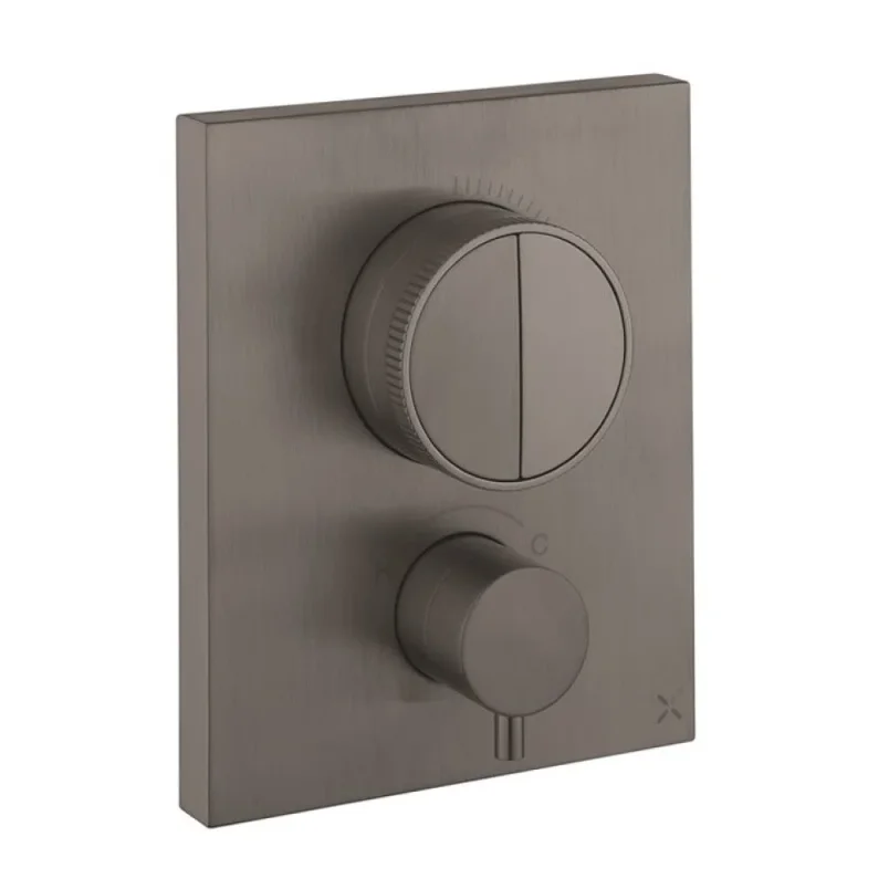 Crosswater Mpro Crossbox Push 2 Outlet Trim Slate detail view - Image 2