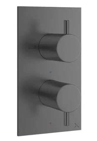 Crosswater Mpro 2 Handle Bath Shower Etched Trimset Slate detail view - Image 2