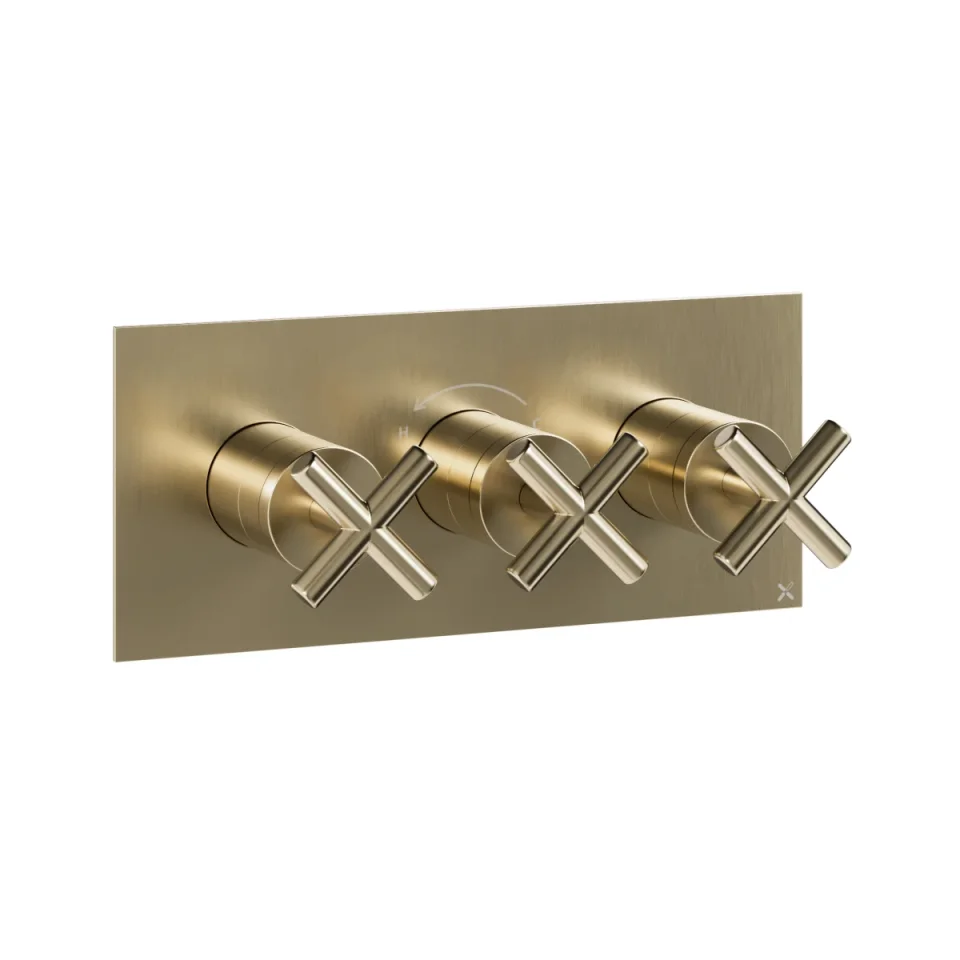 Crosswater MPRO Crosshead 3 Handle Trimset (must be paired with WLBP2001R or WLBP3001R_V2) Brushed Brass product image - Image 1