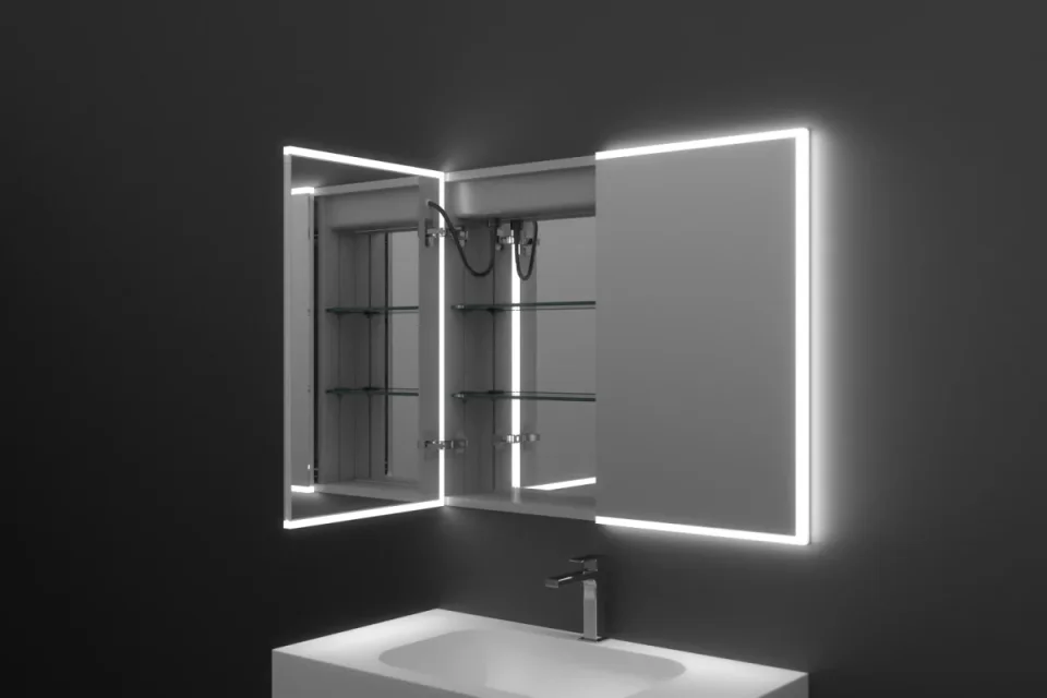 Faeber Edge 900 Led 2 Door Illuminated Mirror Cabinet (recess Compatible) detail view - Image 5