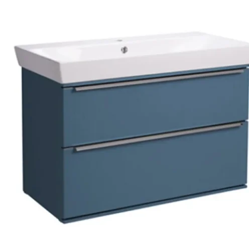 Roper Rhodes 800mm Scheme Wall Mounted Double Drawer Unit - Derwent Blue product image - Image 2
