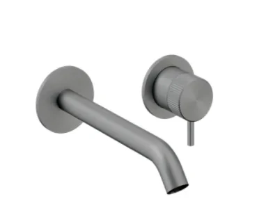 Crosswater 3ONE6 Basin 2 Hole Set Wall Mounted Stainless Slate detail view - Image 2