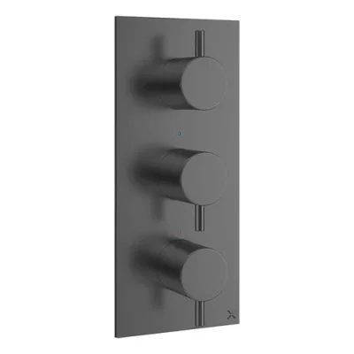 Crosswater Mpro 3 Handle Shower Bath Handset Etched Trimset Portrait Slate detail view - Image 2