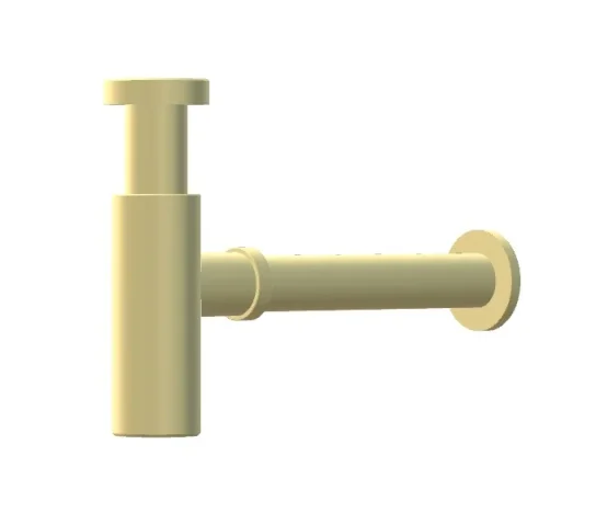 Ava Contemporary Round Bottle Trap - Brushed Brass detail view - Image 2