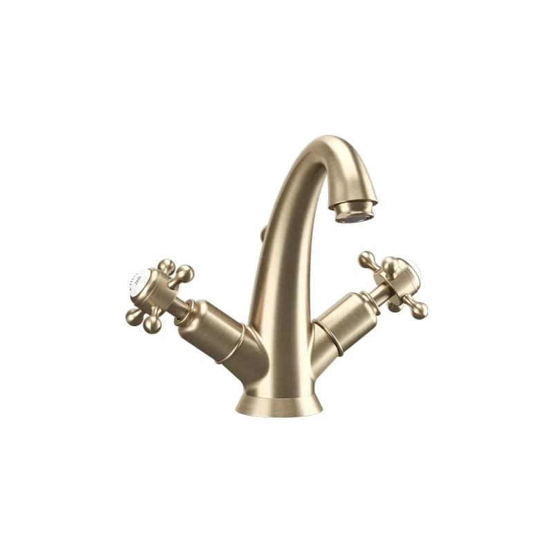 Crosswater Belgravia Crosshead High Neck Mono With Pop Up Waste Brushed Brass product image - Image 1