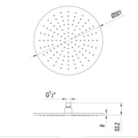Crosswater 3ONE6 Shower Head 300 x 8mm Stainless detail view - Image 2
