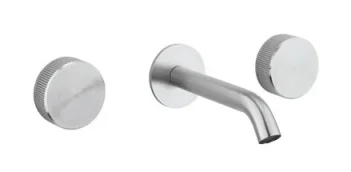 Crosswater 3ONE6 Basin 3 Hole Set Wall Mounted Stainless Slate detail view - Image 2