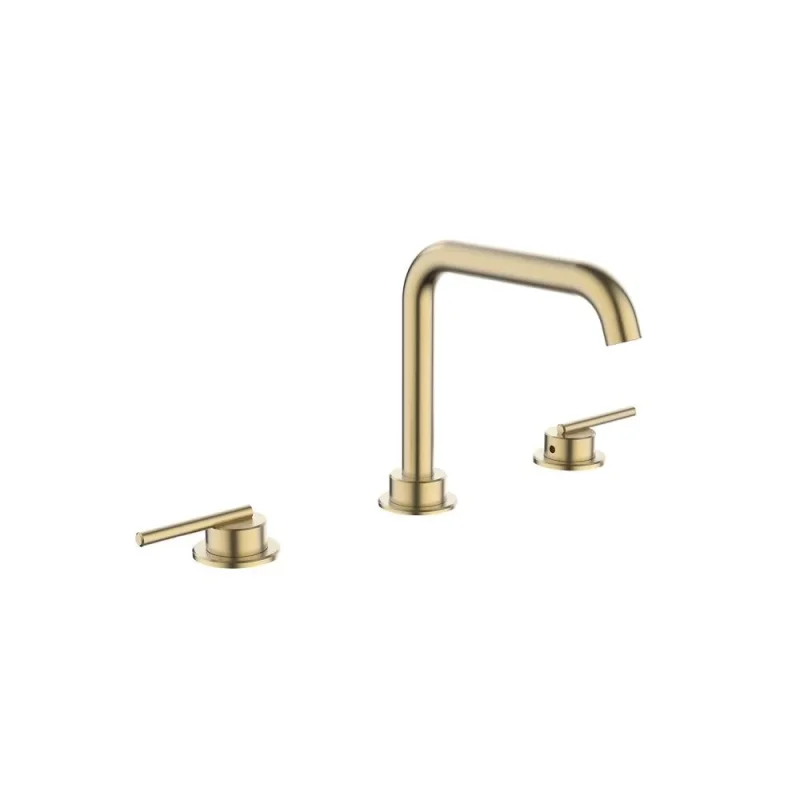 Crosswater 3ONE6 Lever Basin 3 Hole Set Deck Mounted Stainless Brushed Brass Effect detail view - Image 2