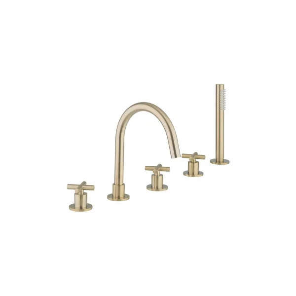 Crosswater MPRO Crosshead 5 Hole Bath Shower Mixer with Kit Brushed Brass