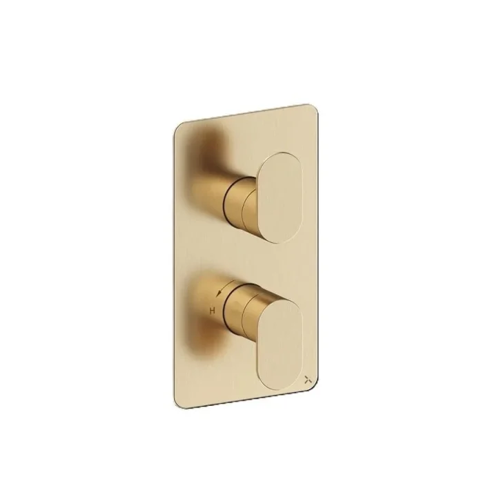 Crosswater Drift 2 Outlet 2 Handle Valve & Trimset Brushed Brass detail view - Image 2