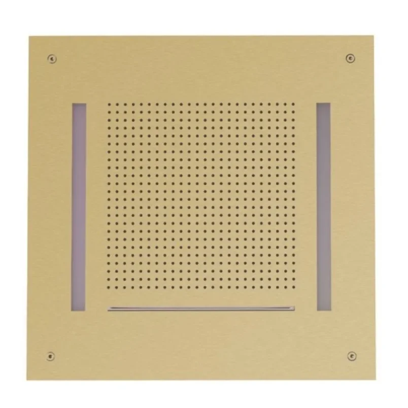 Crosswater Tranquil Recessed Shower Head with Waterfall & Chromotherapy 500mm Brushed Brass detail view - Image 2