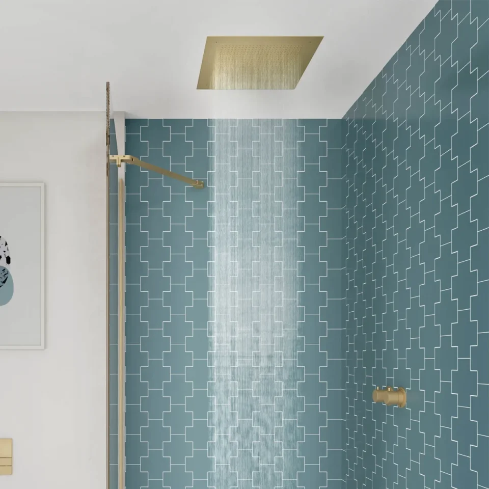 Crosswater Tranquil Recessed Shower Head Dual Flow 380mm Brushed Brass detail view - Image 2
