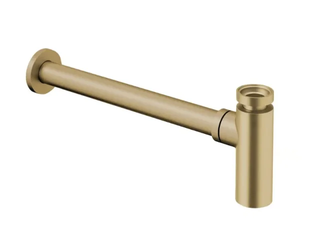 Crosswater 3ONE6 Tall Bottle Trap Stainless Brushed Brass Effect detail view - Image 2
