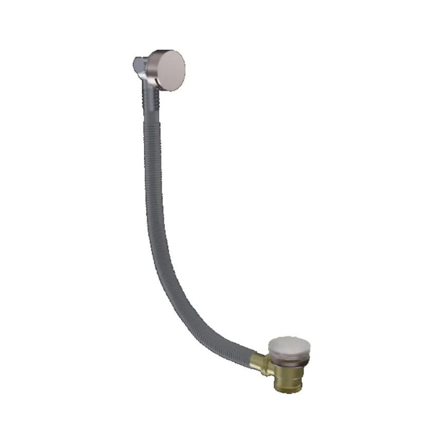 Ava Extended Round Bath Overflow Filler - Brushed Stainless Steel detail view - Image 2