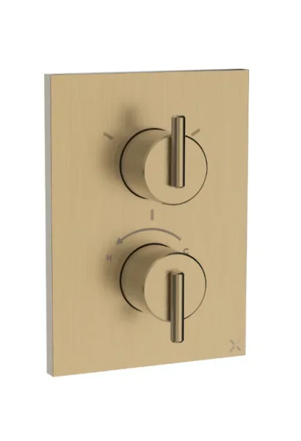 Crosswater Crossbox 3ONE6 3 Outlet Trim & Levers Stainless Brushed Brass Effect detail view - Image 2