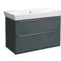 Roper Rhodes 800mm Scheme Wall Mounted Double Drawer Unit - Juniper Green product image - Image 2