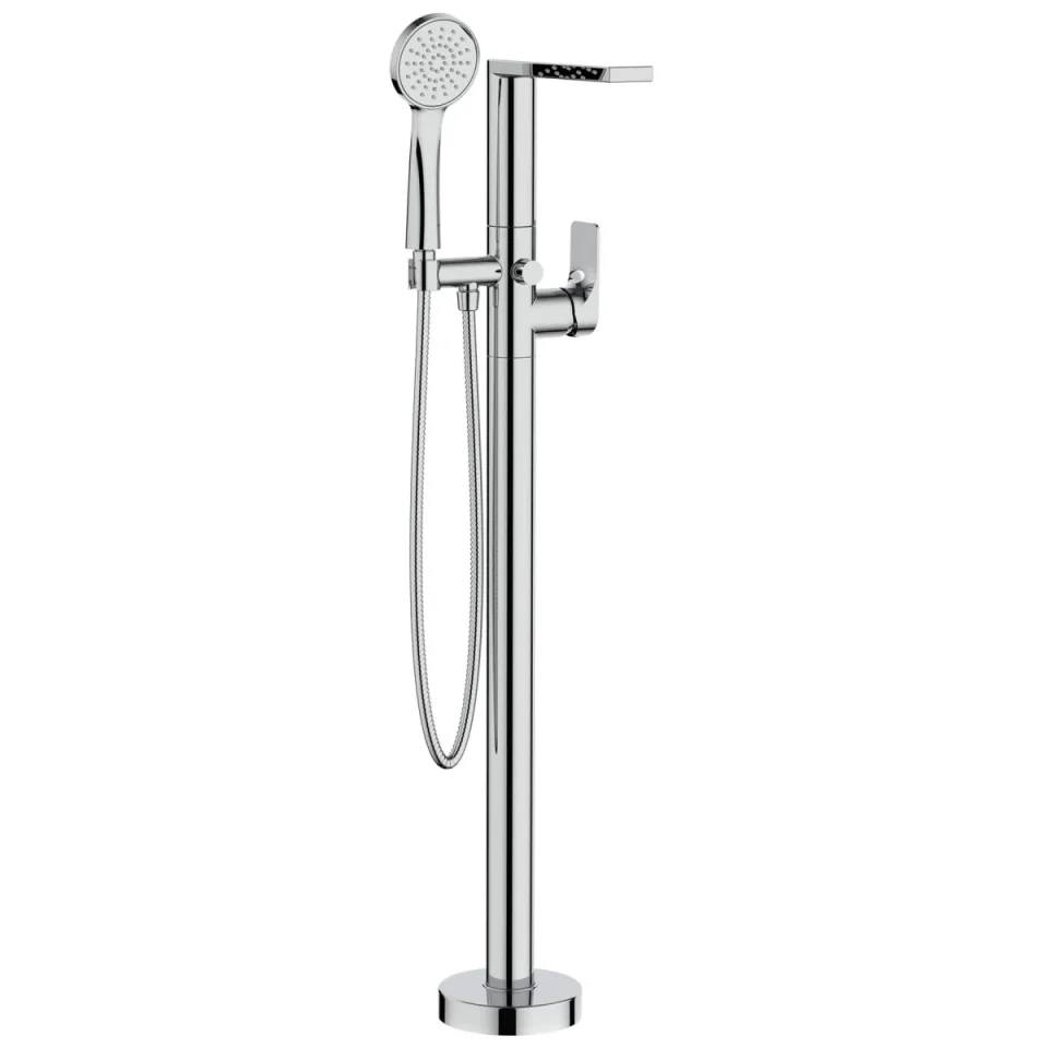Crosswater Fuse Bath Shower Mixer Floor Standing Chrome detail view - Image 2