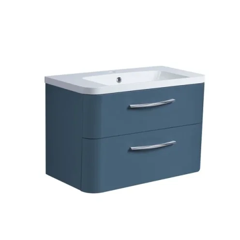 Roper Rhodes 800mm System Wall Mounted Double Drawer Unit - Derwent Blue product image - Image 2
