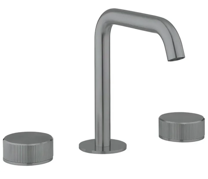Crosswater 3ONE6 Basin 3 Hole Set Deck Mounted Stainless Slate detail view - Image 2