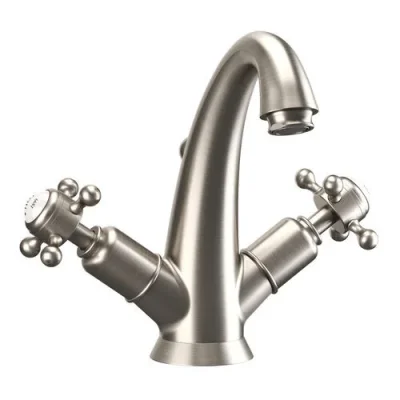 Crosswater Belgravia Crosshead High Neck Mono With Pop Up Waste Brushed Nickel detail view - Image 2