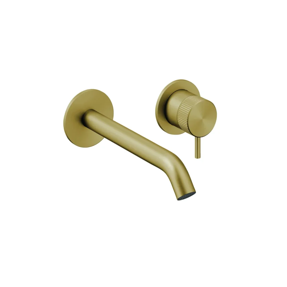 Crosswater 3ONE6 Basin 2 Hole Set Wall Mounted Stainless Brushed Brass Effect product image - Image 1