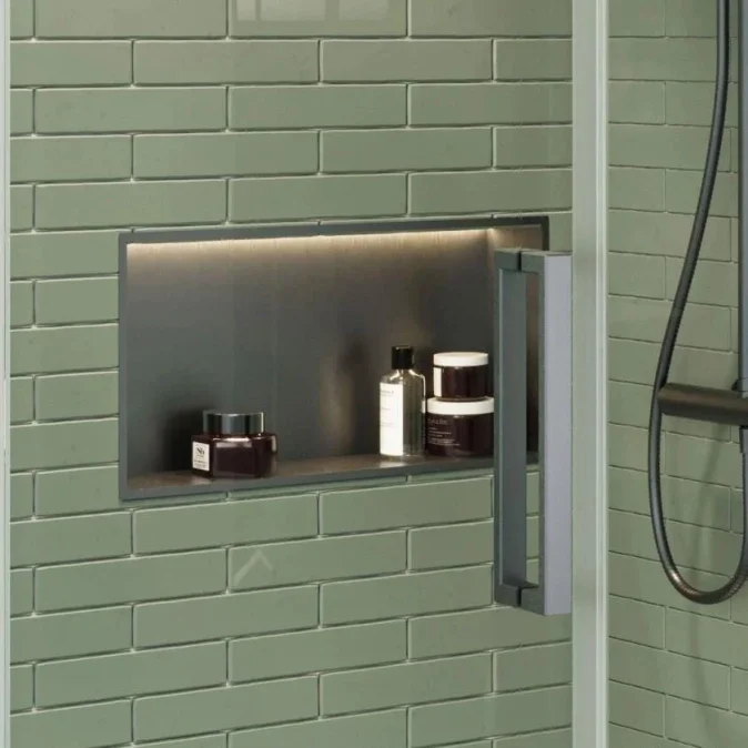 Crosswater Niches 610 X 305mm With Led Light Strip Slate detail view - Image 3
