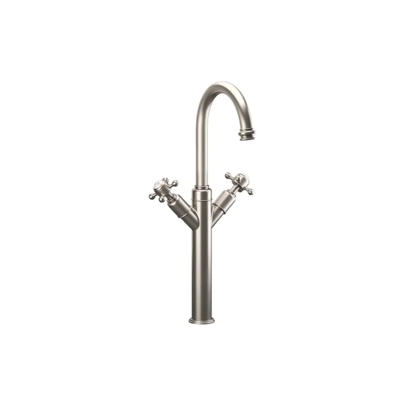 Crosswater Belgravia Crosshead Tall Basin Mixer Deck Mounted With Pop Up Waste Brushed Nickel product image - Image 3