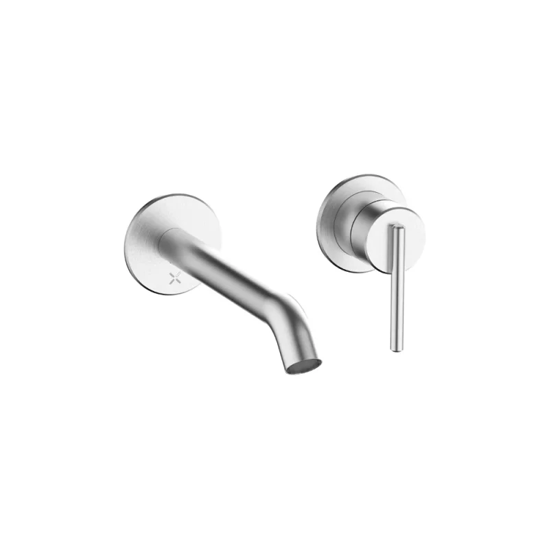 Crosswater 3ONE6 Lever Basin 2 Hole Set Wall Mounted Stainless Steel product image - Image 3