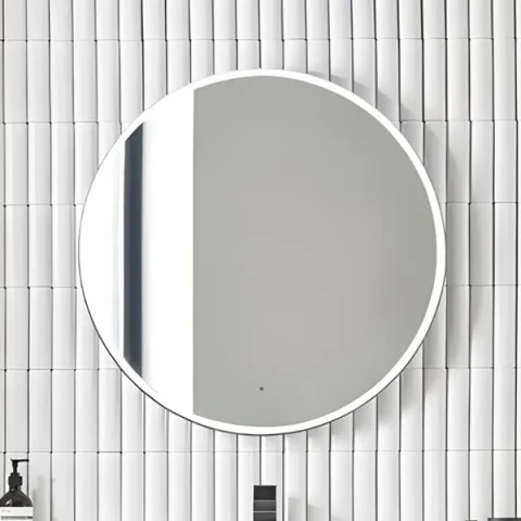 Roper Rhodes 600mm Round Frame Illuminated Mirror - Gloss White detail view - Image 3