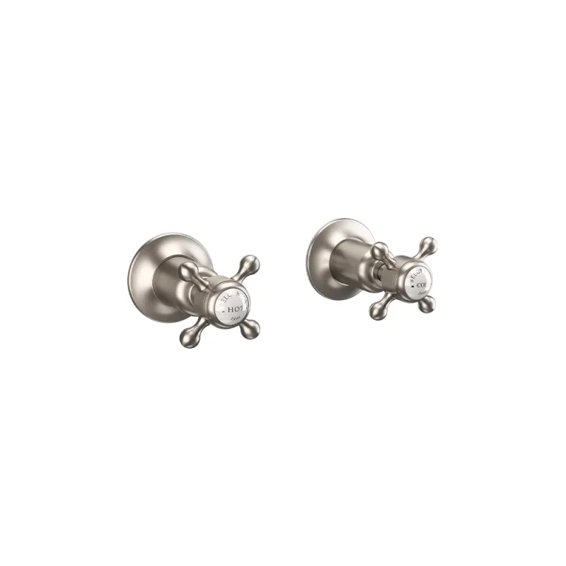 Crosswater Belgravia Crosshead Wall Stop Taps Brushed Nickel product image - Image 3