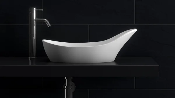 StoneKAST Classic Sit On Basin Matt White 600x350mm