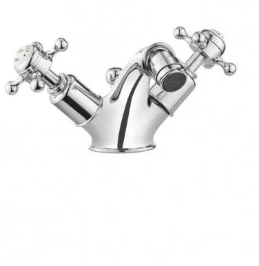 Crosswater Belgravia Traditional Crosshead Bidet Monobloc Mixer Tap with Pop Up Waste Chrome detail view - Image 2