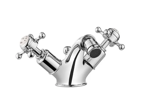 Crosswater Belgravia Traditional Crosshead Bidet Monobloc Mixer Tap with Pop Up Waste Chrome