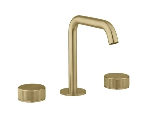 Crosswater 3ONE6 Basin 3 Hole Set Deck Mounted Stainless Brushed Brass Effect detail view - Image 2
