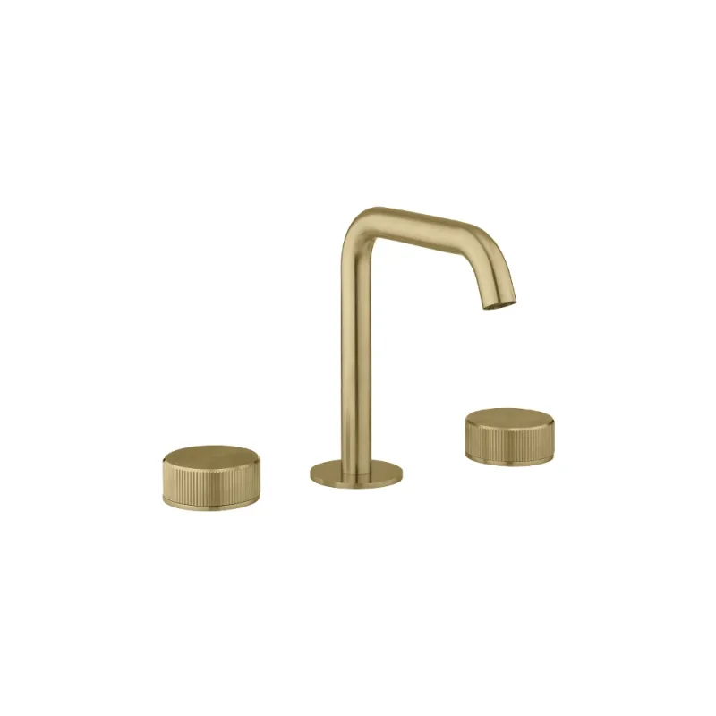 Crosswater 3ONE6 Basin 3 Hole Set Deck Mounted Stainless Brushed Brass Effect product image - Image 3