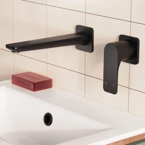 Crosswater Fuse 2 Hole Basin Set Matt Black detail view - Image 2