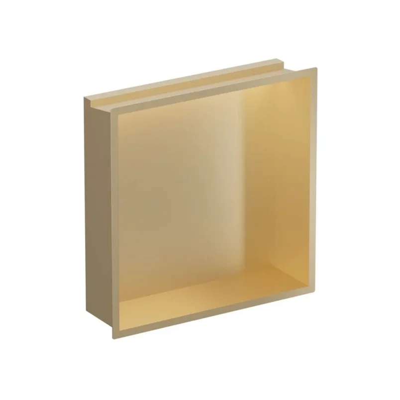Crosswater Niches 305 X 305mm X 80mm With Led Light Strip Brushed Brass detail view - Image 2