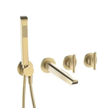 Crosswater Module Foile 2 Handle With Bath Spout & Handshower Brushed Brass detail view - Image 2