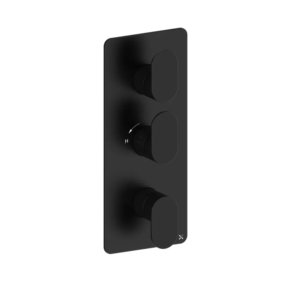 Crosswater Drift 2 Outlet 3 Handle Portrait Valve & Trimset Matt Black product image - Image 3