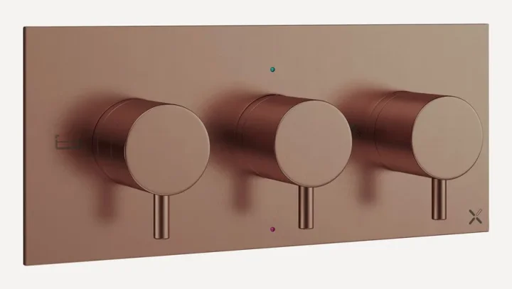 Crosswater Mpro 3 Handle Shower Bath Handset Etched Trimset Landscape Brushed Bronze detail view - Image 2