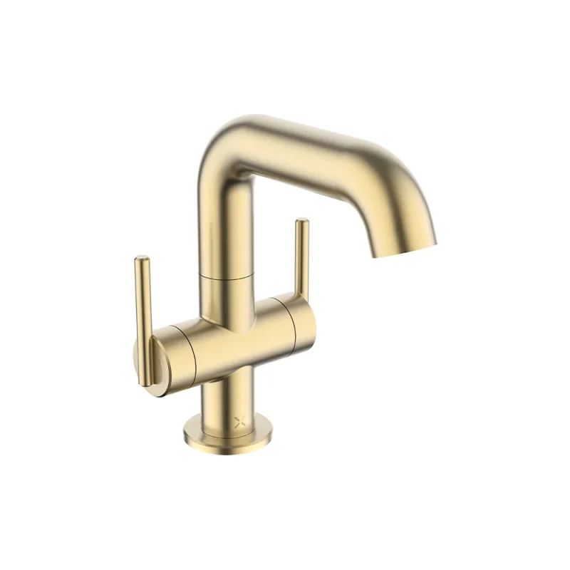 Crosswater 3ONE6 Lever Basin Side Deck Mixer 2 Handle Stainless Brushed Brass Effect product image - Image 3