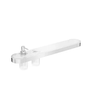 Crosswater Velo Tray Soap Dispenser & Tumbler Holder Chrome detail view - Image 2