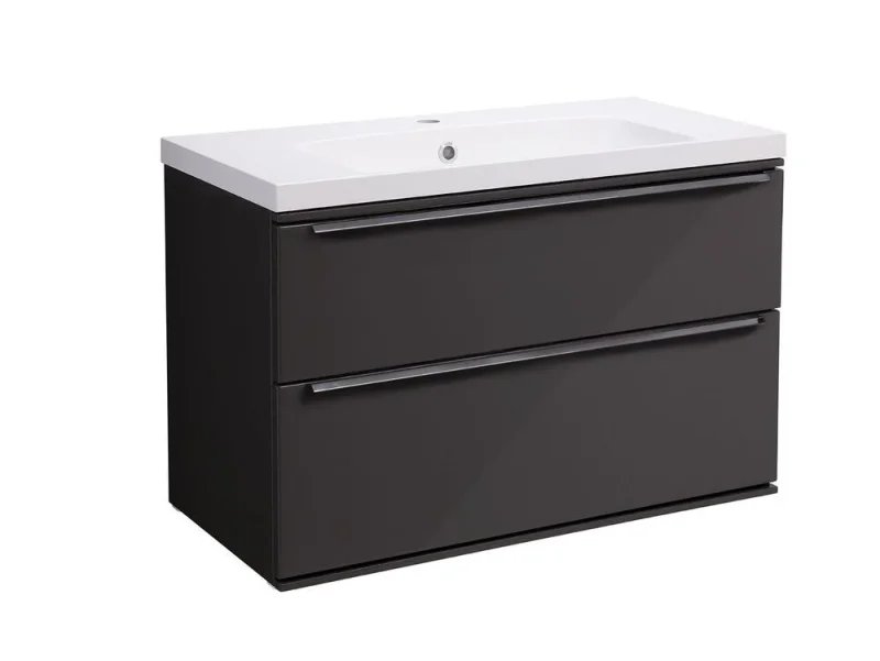 Roper Rhodes 600mm Scheme Wall Mounted Double Drawer Unit - Matt Carbon product image - Image 2