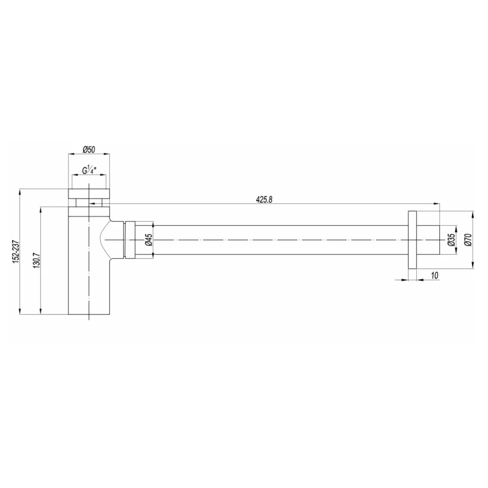 Crosswater 3ONE6 Tall Bottle Trap Stainless detail view - Image 2